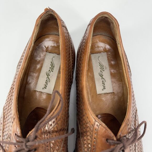 Mezlan Martinique Mens 9 W Brown Woven Leather Weaved Oxford Shoes Made In Spain